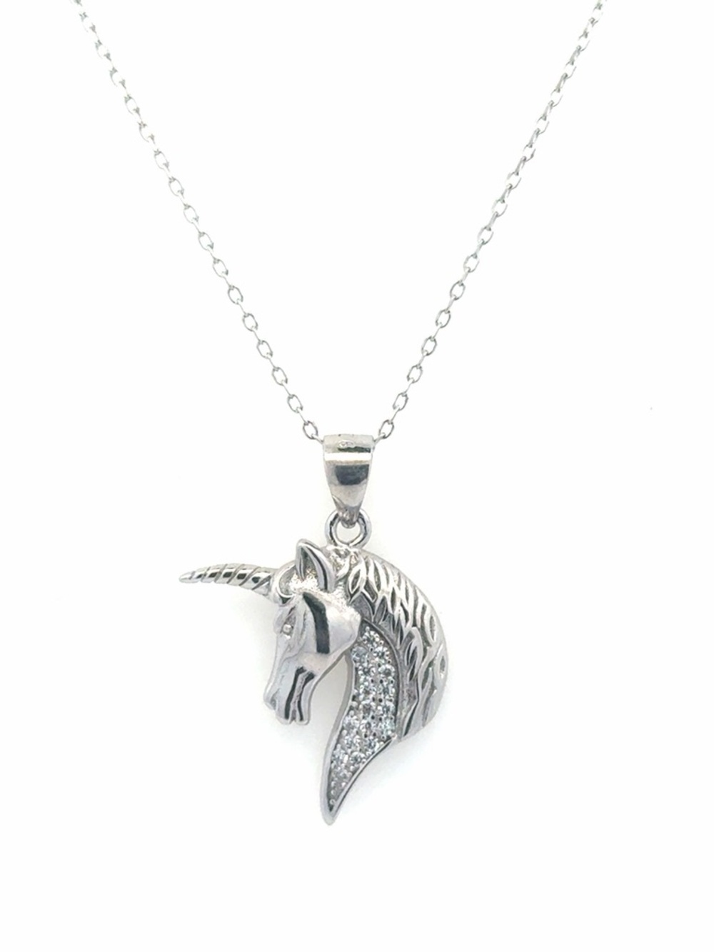 Unicorn pendant sterling silver zircons La Perle Rare